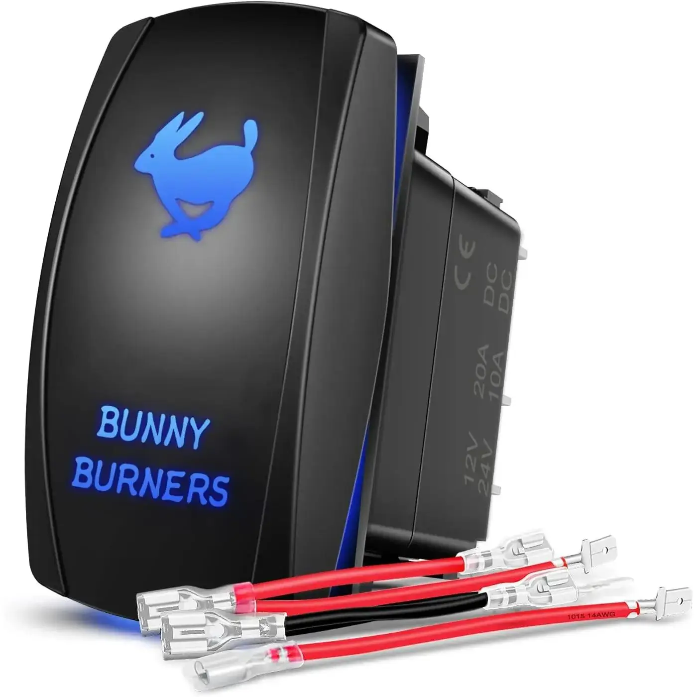 5-Pin SPST ABS Laser Rocker Switch - 5 Pin, 20A/12V 10A/24V Blue, Flexible, Heat & Corrosion Resistant, On/Off Control, Taillights Compatible, LED Light Bar Support, 1 Switch, Diagram, 1 Jumper Wires Set, Easy Car Installation