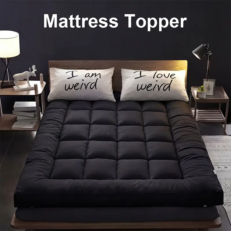 Jeffans Quilted Fluffy Mattress Topper, Soft Breathable Mattress Pad Cover with Anti-Slip Skirt, Machine Washable Bed Topper for Twin Full Queen King Beds