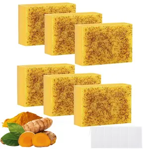 LMMAKE Natural Turmeric Kojic Acid Soap Bar - Triple Action Formula for Brightening Smoothing & Deep Cleansing Skin Reduces Dark Spots Improves Texture for Morning Night Facial Body Care