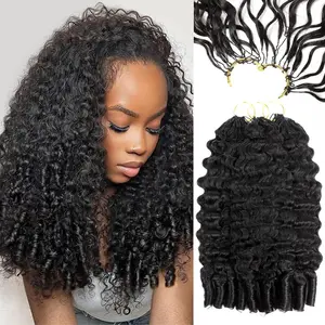 Burmese Curly Crochet Hair Human Hair Extensions Miracle Knots Pre-Separated 50g/Pcs– Knotless Boho Braids, 4-5 Packs for Full Head, Multiple Curly & Wave Textures Protective Hairstyles For Black Women Vacation Hair
