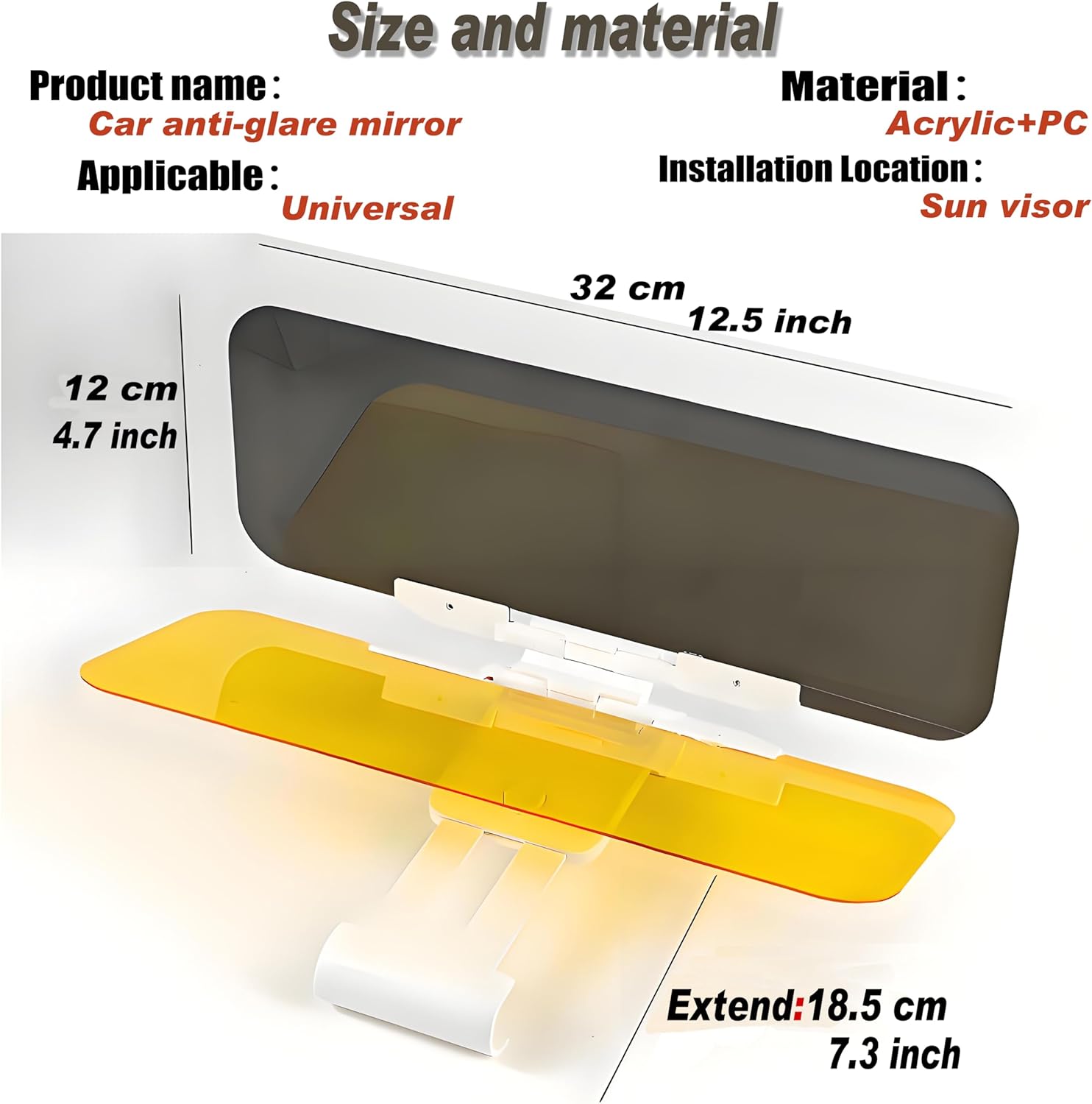 Car Visor 2 in 1 Day and Night Anti-Glare, Automobile Sun Anti-UV Block Visor, Non Glare Anti-Dazzle Sunshade Mirror Goggles Shield for Driving Goggles, Windshield Visor (Two Color 1 Pack)