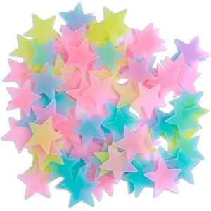 2PCSGlow-in-the-dark Star Stickers Fluorescent Luminous Plastic Wall Decor for Home Art Children's Room Ceilings Nurseries Christmas Stocking Stuffers - Colorful outdoorfun