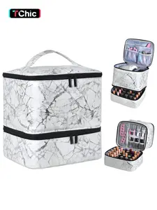 PU Leather Nail Polish Storage Box & Manicure Lamp Bag, Cosmetic Bag, Holds 30 Bottles (15ML), Includes Tool Compartments, All Seasons