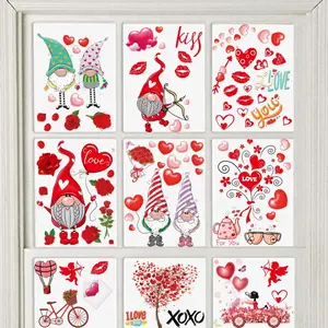 149Pcs Valentine's Day Window Clings Decorations Heart Decal Party Ornaments Supplies 9 Sheets Removable Vinyl Window Sticker Decals for Home, Valentines Party, Wedding, Anniversary Decorations