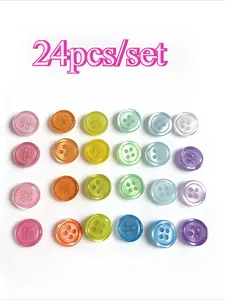 24pcs Kawaii Rainbow Buttons, Sweet Translucent Resin Sewing Buttons, DIY Embellishments for Clothes, Bags, Handmade Crafts, Sewing Accessories