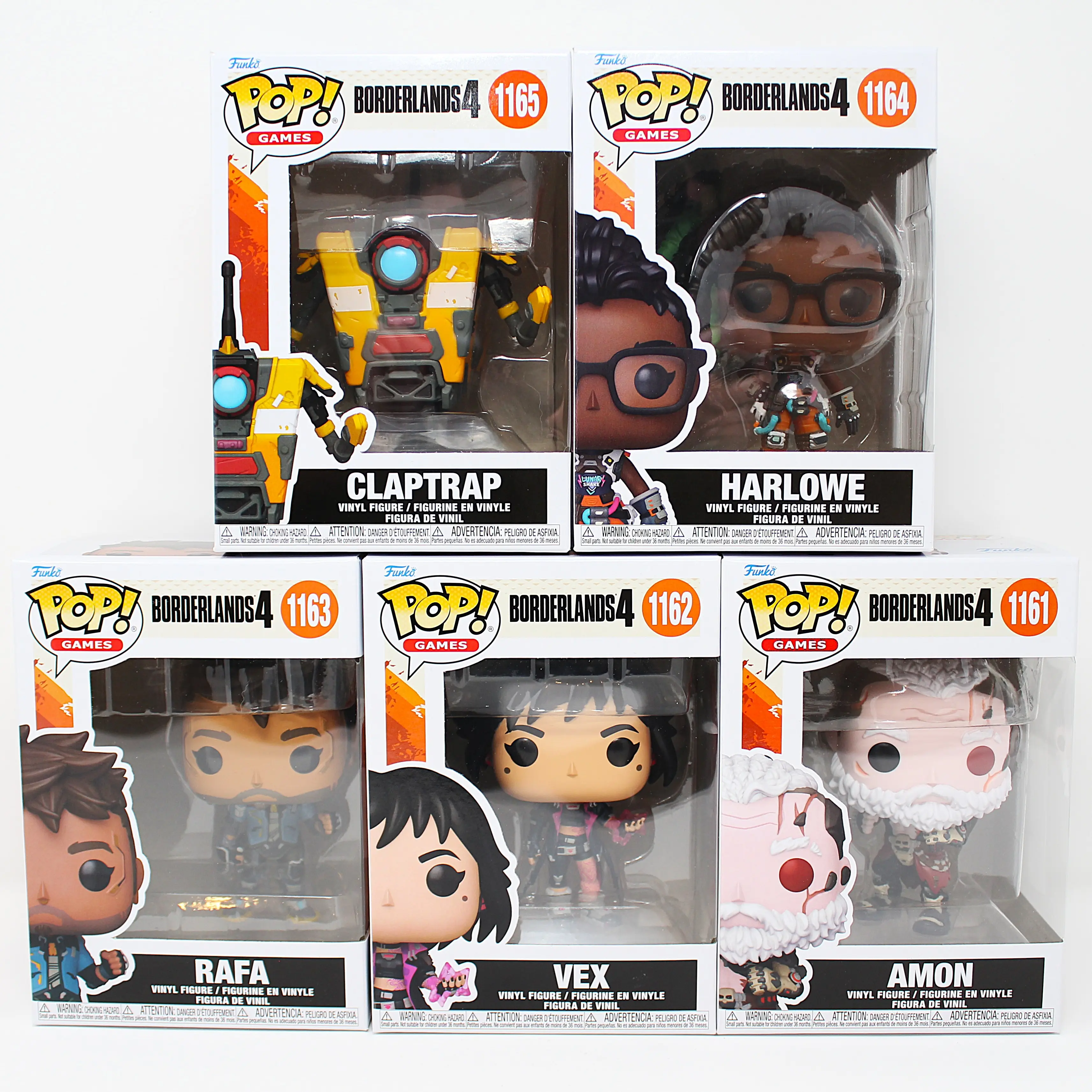 Funko Pop! Borderlands 4 – Amon #1161, Vex #1162, Rafa #1163, Harlowe #1164, Claptrap #1165 (Complete Set)