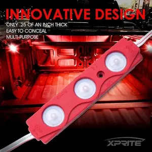 Xprite Red LED Truck Bed Light Kits Rock Lights with On/Off Switch, for Pickup Footwells, Running Boards, Cargo, Under Car, Tonneau Cover, Rail Lighting