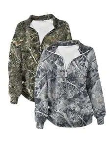 Women's Street Vintage Camo Full-Print Loose Zipper Hoodie, Casual Fall & Winter Clothing, School Reunion Teacher, Casual Sweatshirts, Camouflage