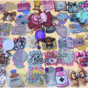 50pcs Random Cartoon Acrylic Flatbacks Used for DIY Badge Reels ,Clips,Pendant Diy Craft for Stretch Keychain