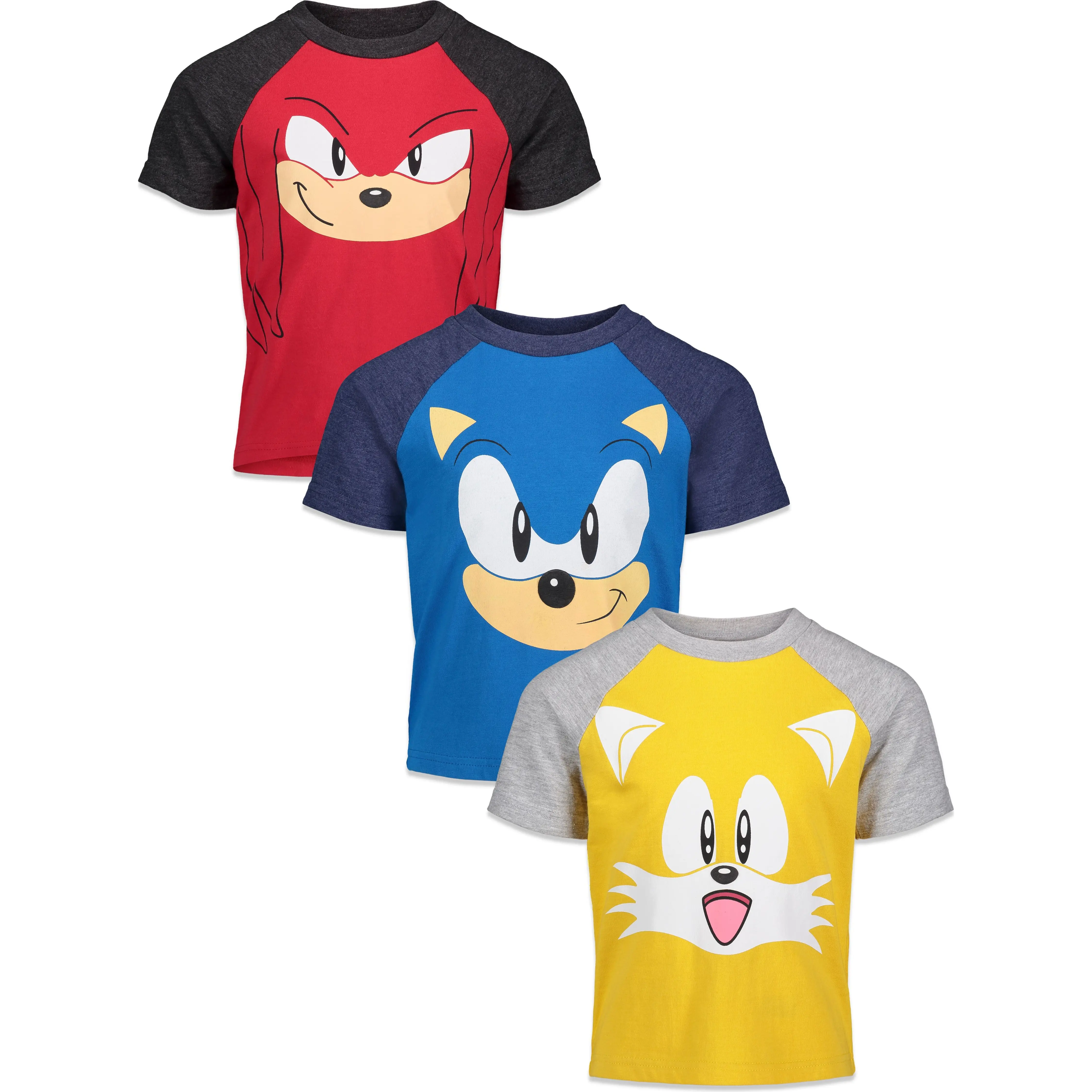 SEGA Sonic the Hedgehog Boys' 3-Pack Short Sleeve T-Shirts Toddler to Big Kid