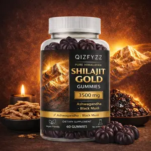 Pure Himalayan Shilajit Gummies Gold – Lab Tested, No Added Sugar, with Fulvic Acid, Ashwagandha & 85+ Trace Minerals, Non-GMO, 60 Gummies