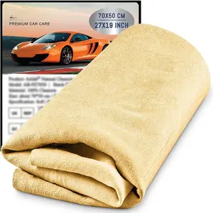 Chamois Cloth for  20'' x 27.6'' (3.7 sq ft) Shammy Towel  Wash Drying Towel Absorbent Real Leather Lint Free Streak Free Cleaning Cloth