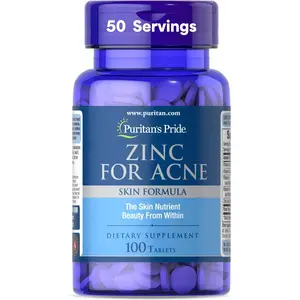 Zinc for Acne Skin Formula with Vitamins C, B-6, A, and E for Men and Women, Dietary Supplement for Clear Healthy Skin, Immune System, Cell Division and Growth Support, 100 Tablets