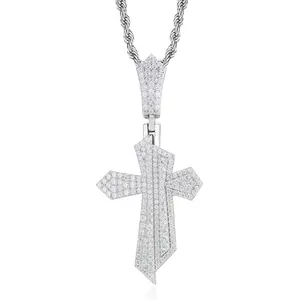 【#CMP16】Combination Cross Pendant UCCIYO Lab-Created Moissanite Pendant Copper Moissanite Pendant Necklace for Women Men Hip Hop Jewelry Gift