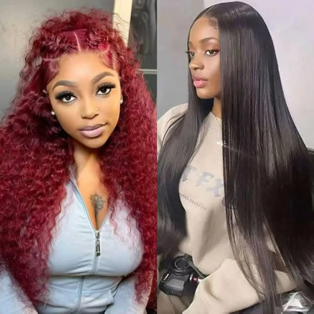 NEW[Combo sale 26"&26"]"  2 wig ” 13x4 99J Jerry Curly Lace Front Wigs Human Hair with Baby Hair 180% DensityStraightHuman Hair Wigs for Women
