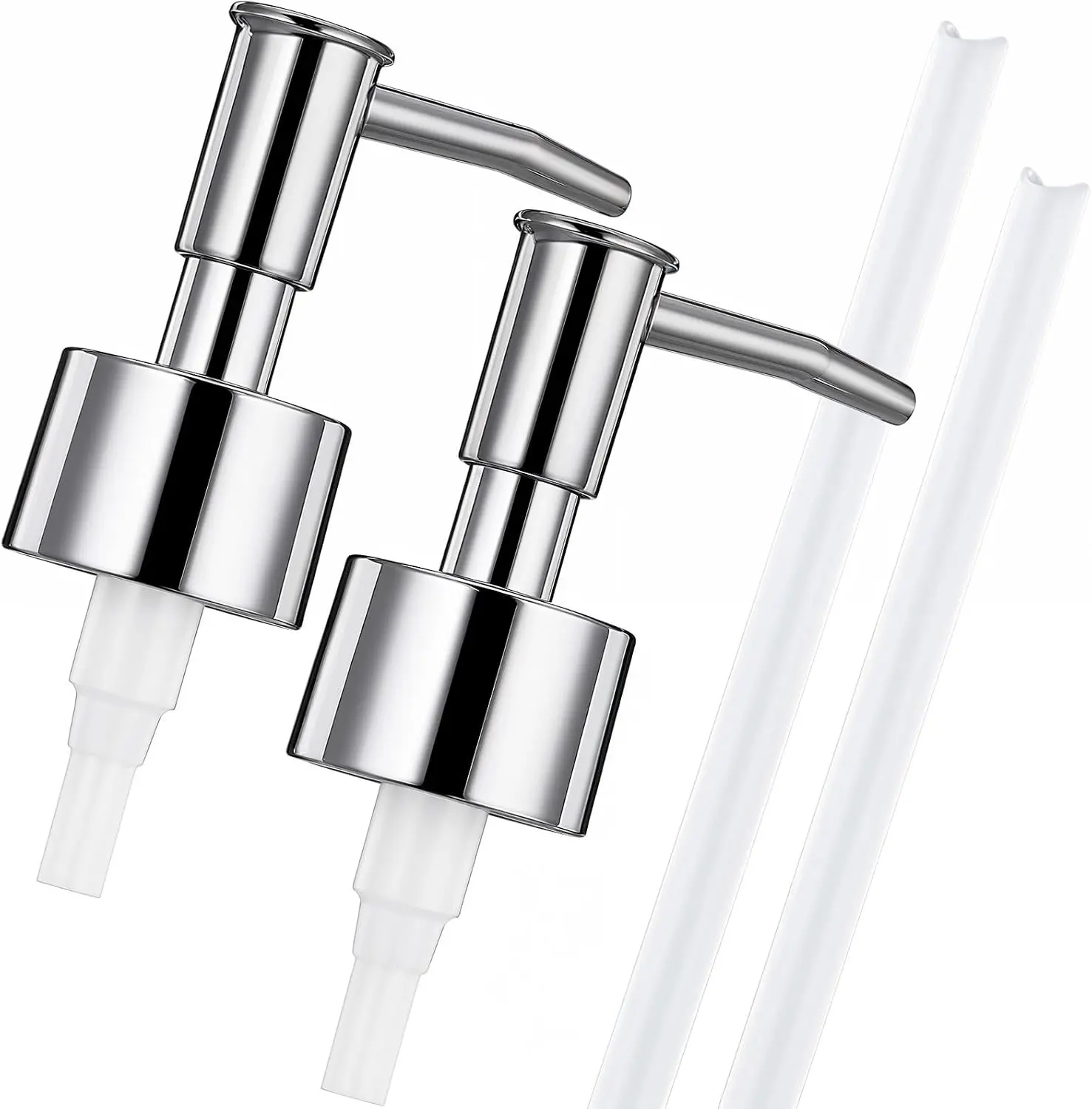 2 Pack Lotion Soap Dispenser Pump Replacement Soap Pump Dispenser Head for Liquid Soap Lotion Dispenser Pumps for Regular Mouth Plastic Shampoo Bottle (Silver)