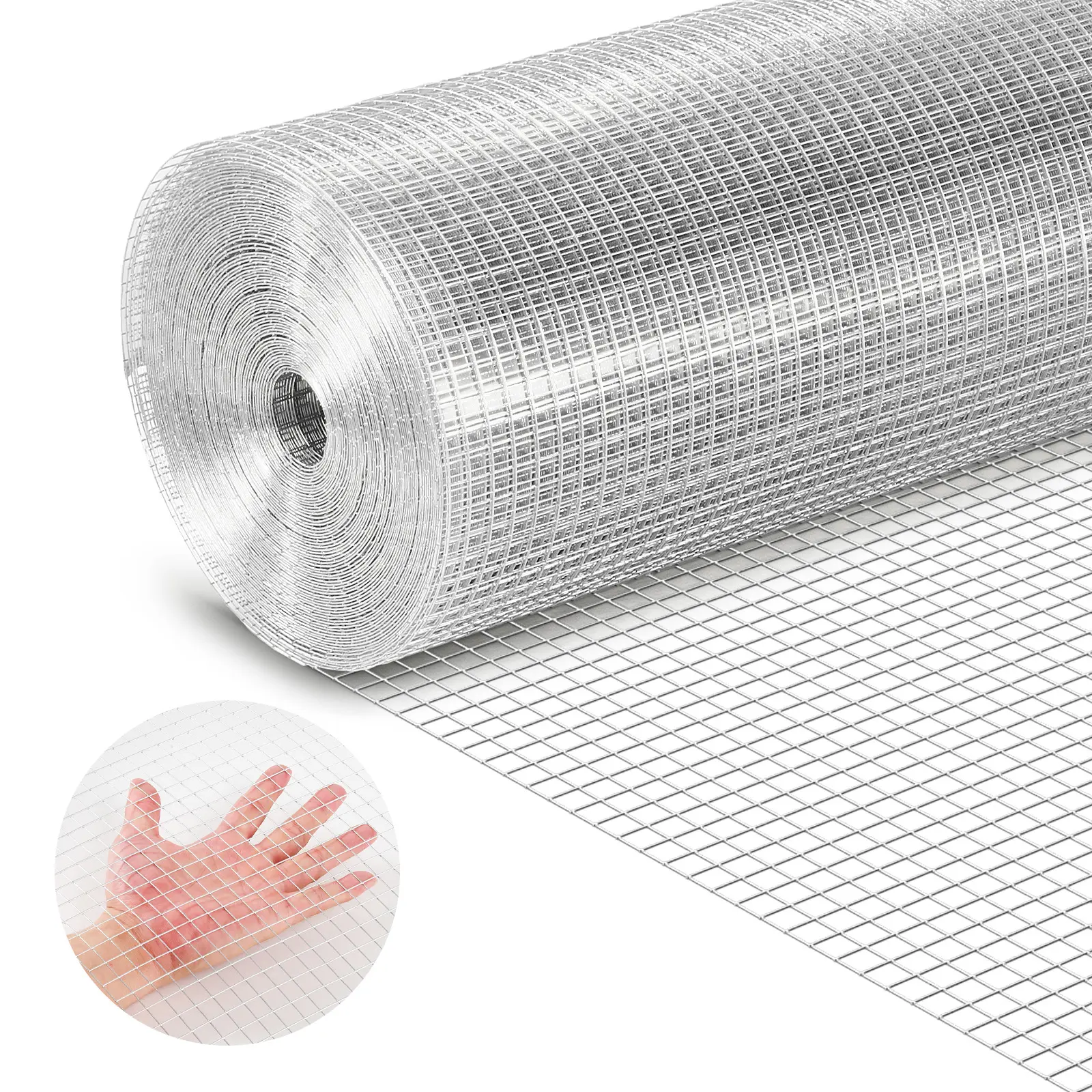 VEVOR Hardware Cloth, 1/2 inch Narrow 19 Gauge Hot-Dip Galvanized After Welding Metal Wire Mesh Roll, 60 in x 100 ft Outdoor Fencing for Skunks Protection, Flower Beds Poultry Cage Support#BacktoSchool, Steel, Foxes