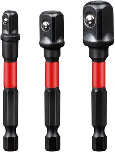 3 count Impact Socket Adapter Set,1/4" 3/8" and 1/2" Drive, 3Inches Extension Bit with Holder, Adapt Your Power Drill to High Torque Impact Wrench