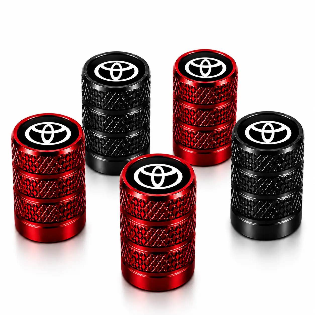 5Pcs Toyota Logo Car Tire Valve Stem Caps, Waterproof, Leakproof, Corrosion-Resistant Wheel Valves Dust Covers, Easy-to-Install Exterior Accessories for Toyota RAV4 Camry Corolla Tacoma Highlander 4Runner Tundra Prius Sienna, Car Tire Valve Caps