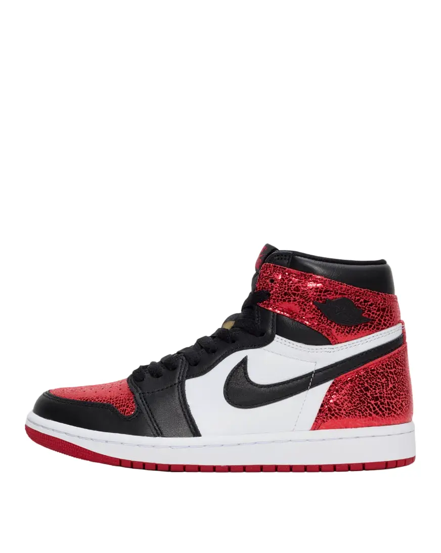 NIKE Women's Air Jordan 1 Retro HI OG Athletic High-Top Sneaker - Colorblock Leather, Varsity Red, Black, White