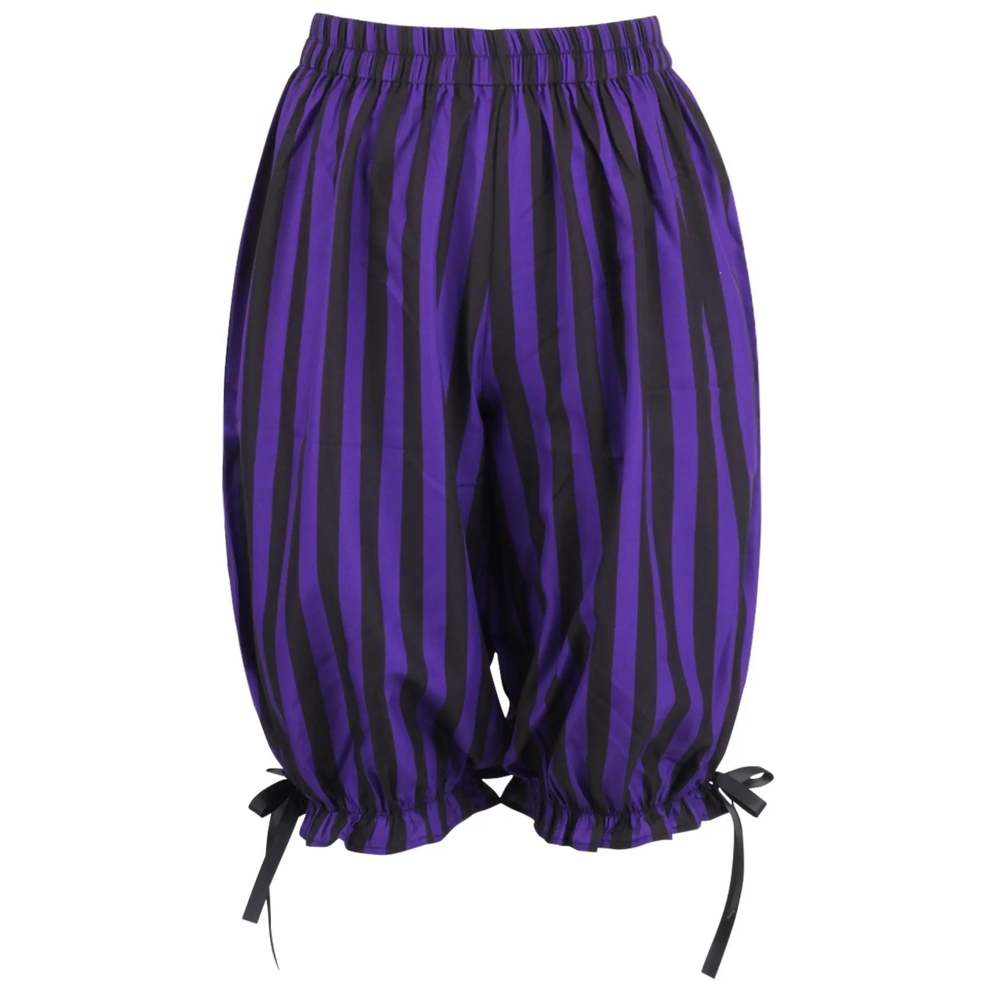 Black/Purple Striped Crepe Long Bloomers
