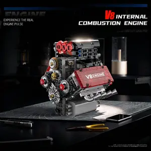 V8 Engine Motorized Simulation Brick Model Electrically Drive Building Blocks Technical Car Parts Creative Toys Gifts Kids Adult 478pcs