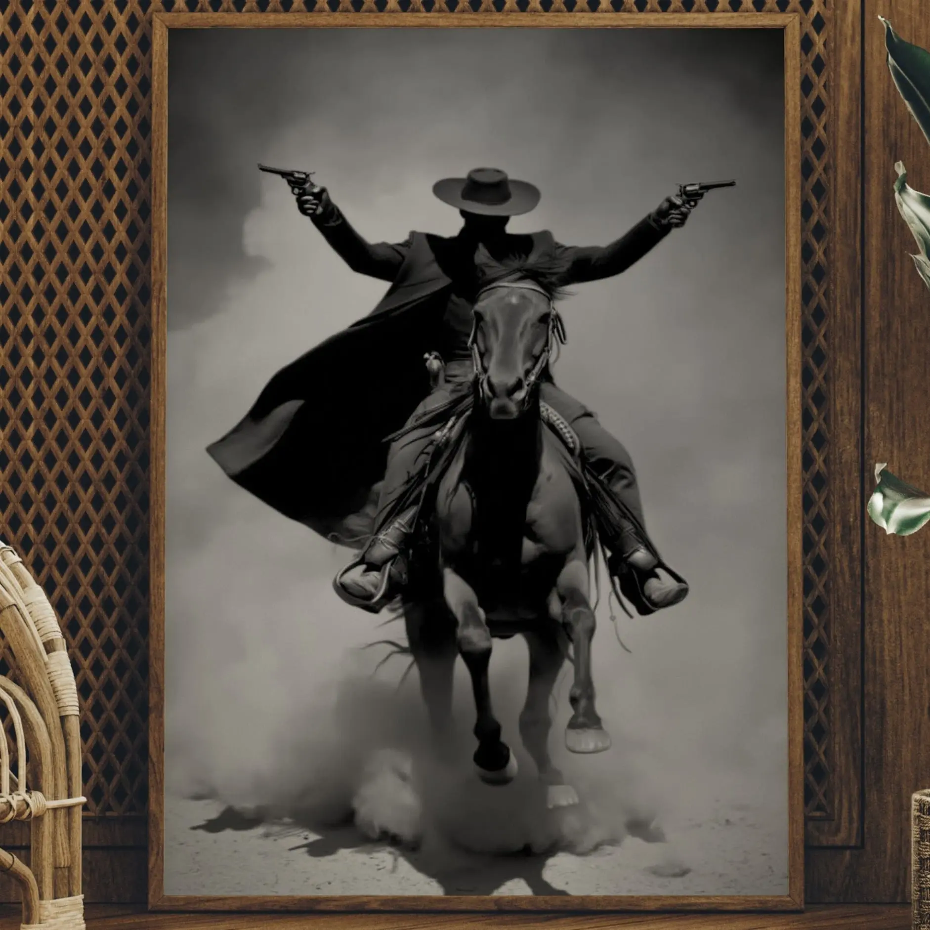The Outlaw's Charge Poster,  Wall Decor Retro Art Print