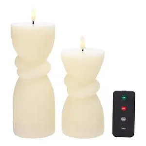 South Street Loft Set of 2 Wax Flameless Knot LED Candles