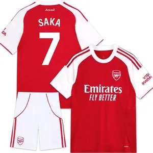 Bukayo Saka 7 25/26 Arsenal Home Full Set Soccer Kit, Premium Fabric Match Style Set X