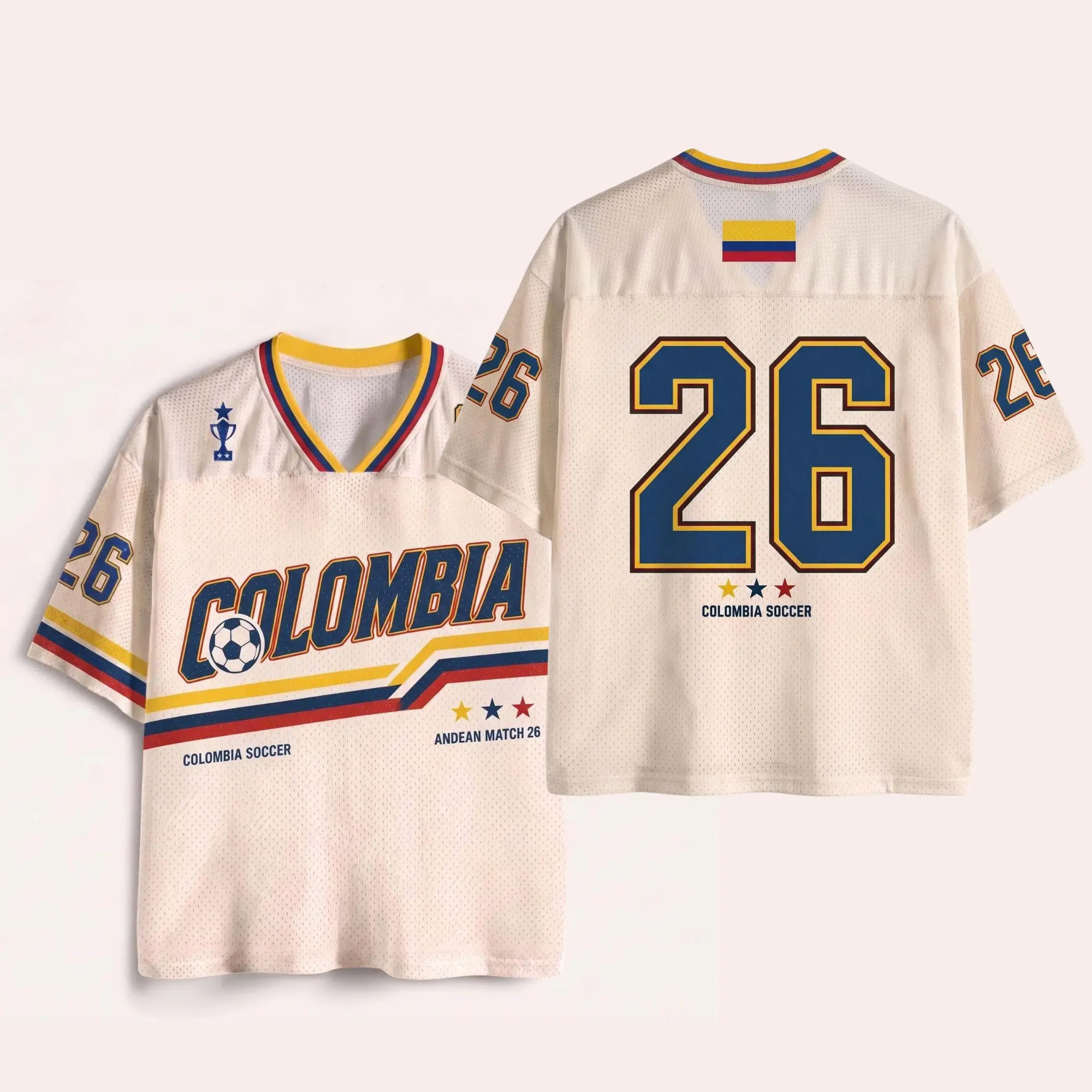 MESH Colombia Soccer Jersey Shirt, Retro Colombian Football Tee, Game Day Top Fan Gift for Men Women Him Her