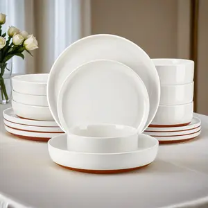 MALACASA Plates and Bowls Sets, 12/16/18/24 Pieces Modern Ceramic Dinnerware Set for 4/6/8 Kitchen Dishware Dishes Set, Series TARA Winter Holiday
