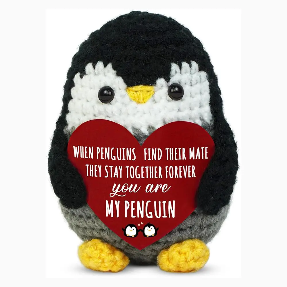 Knitted Penguin, Cuddly Doll Gift, Romantic Anniversary Gift for Him & Her, Valentine's Day，Birthday Present for Couples, Boyfriend, Girlfriend, Husband, Wife