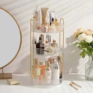 360° Rotating Makeup Organizer, Large Capacity Dustproof Cosmetic Storage for Vanity - Gift for Girls&Moms