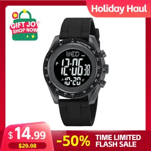 SKMEI Sports Trendy Men's Electronic Watch Student Multi functional Two location Time Stopwatch Timing Night Light Alarm Countdown 5ATM Waterproof Fashion Watch