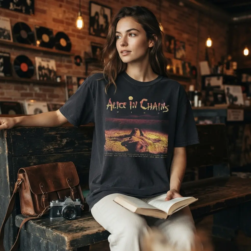 Vintage Grunge Graphic T-Shirt, Person Lying on the Ground Artwork Tee, 90s Rock Inspired Unisex Shirt