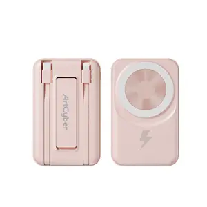 ArtCyber Magnetic Powerbank 10000mAh - Foldable, Dual Cable, 5 Device Charging, 22.5W Wired/15W Wireless, Smart LED Display, iOS & Android Compatible, Compact & Portable