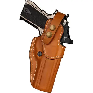 OWB Leather Holster for 1911 5", 4.25" & 4" Barrel with Rail and No Rail Version, Optic-Ready, Compatible with Kimber, Colt, Tisas, S&W, Springfield, Ruger, Remington & More, Brown, Right/Left