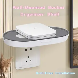 No-Drill Plastic Wall-Mounted Socket Shelf - Mounted Floating Shelves, Router & Camera Bracket, Home Storage Rack for Room Decor