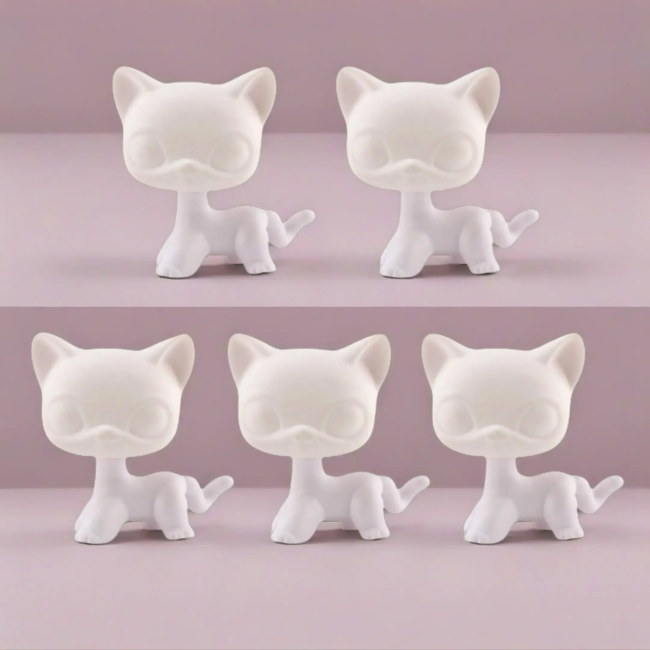 5 Pcs Lightweight White Mold Blank Bases for Mini Pet Shop Animals Figurines (Shorthair Cat, Dachshund), Handmade DIY Paint Your Pet Gift, Home & Desk Decor Ornaments