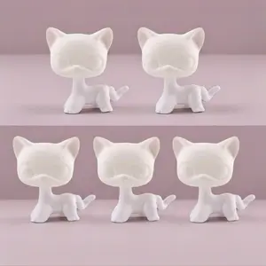 5 Pcs Lightweight White Mold Blank Bases for Mini Pet Shop Animals Figurines (Shorthair Cat, Dachshund), Handmade DIY Paint Your Pet Gift, Home & Desk Decor Ornaments