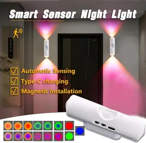 Rechargeable Smart LED Motion Sensor Ambient Light, 2026 New Magnetic Smart Sensor Night Light, Cordless LED Wall Sconce Lamp for Steps, Bedroom, Hallway, Courtyard