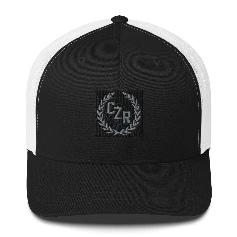 CZR RECORDS APPAREL - 6-Panel Structured Trucker Cap with Embroidery Area and Adjustable Closure