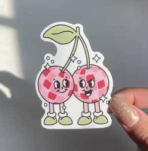 Disco Cherry Sticker, Durable Vinyl Heavy Duty Waterproof Sticker, UV Safe Sticker, Cute Groovy Retro Sticker