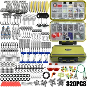 Fishing Accessories Kit Set, Fishing Gear Set, 150/218/320 Pcs, Tackle Box Included, Saltwater & Freshwater Use, Ideal for Travel & Outdoor Fishing