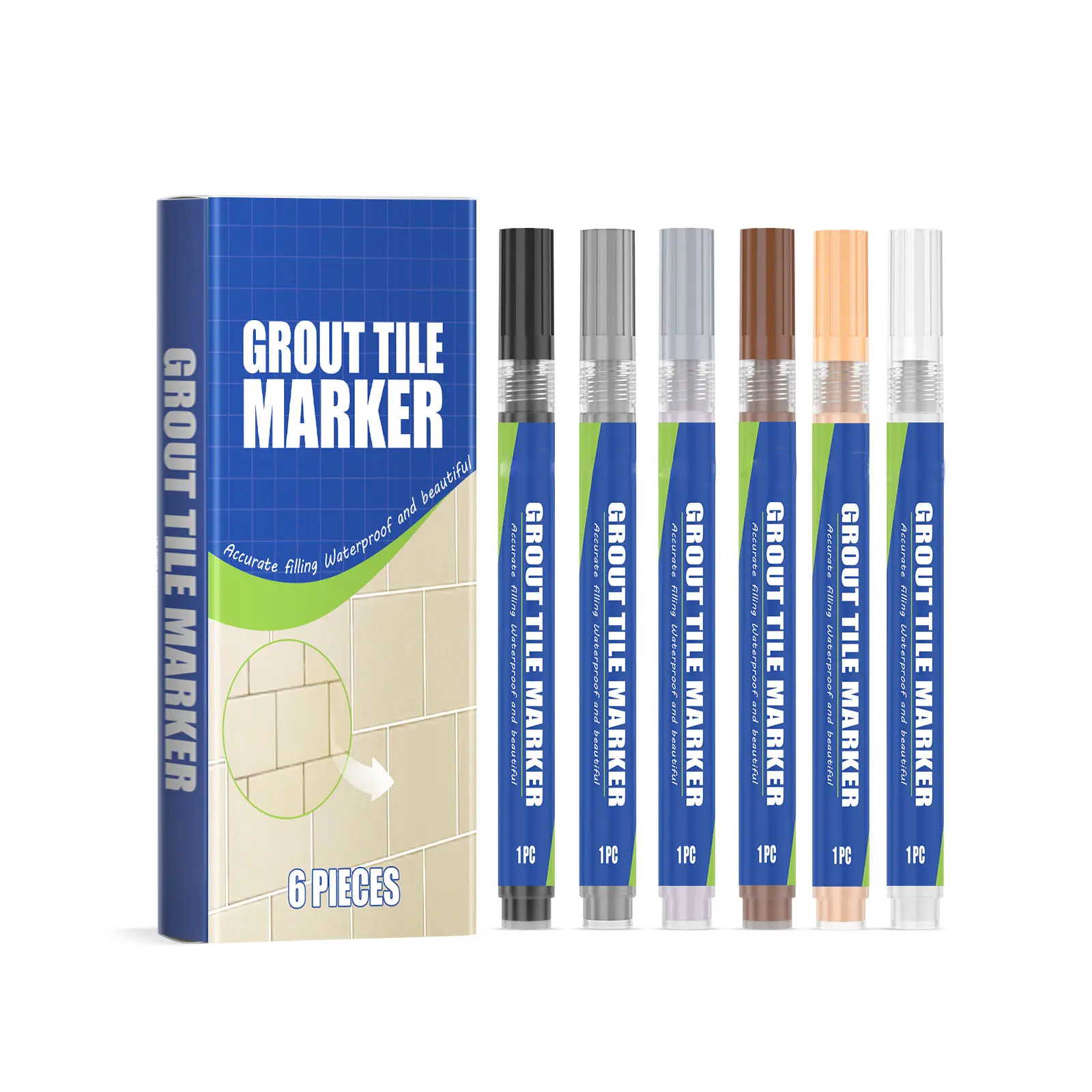 Waterproof Tile Grout Pen, Long Lasting Grout Repair Marker, Anti-Fade Grout Restorer for Kitchen Bathroom Tile Lines DIY Home Improvement