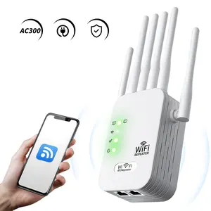 2.4GHz Router Signal Amplifier, Wireless Signal Booster, 50 Devices, 4 Modes, 6 Antennas, 360° Coverage, Ethernet Port, Wall Mount, 10,000 Sqm