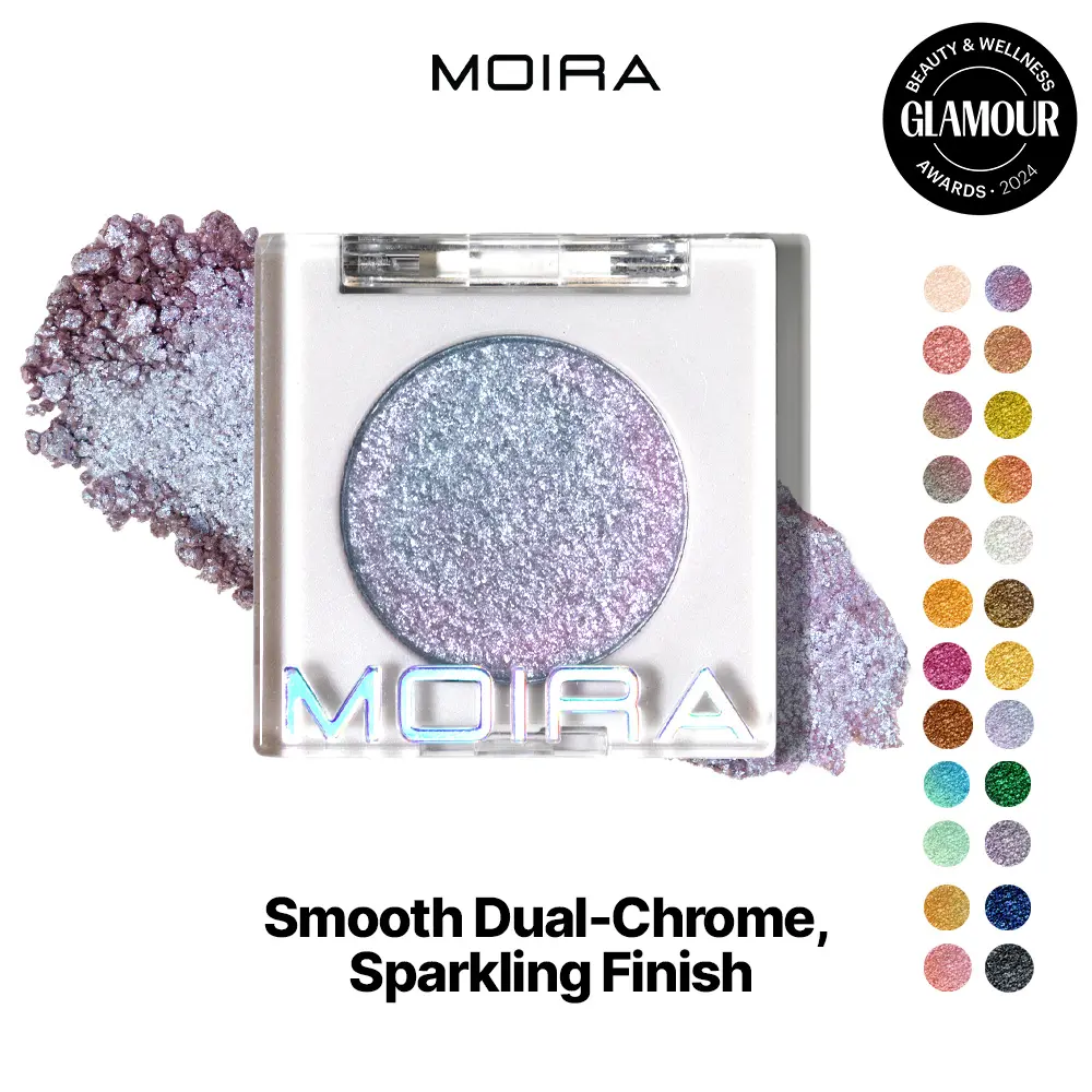 MOIRA | Chroma Light Eye Shadow (020, Lilac Love) | High-Pigment Foiled Finish, Creamy Blendable Microfine Shimmer, 100% Vegan