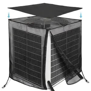Air Conditioner Covers for Outside, Full Mesh With Detachable Waterproof Top, Central AC Unit Protector Against Leaves, Weeds, Cottonwood and Debris