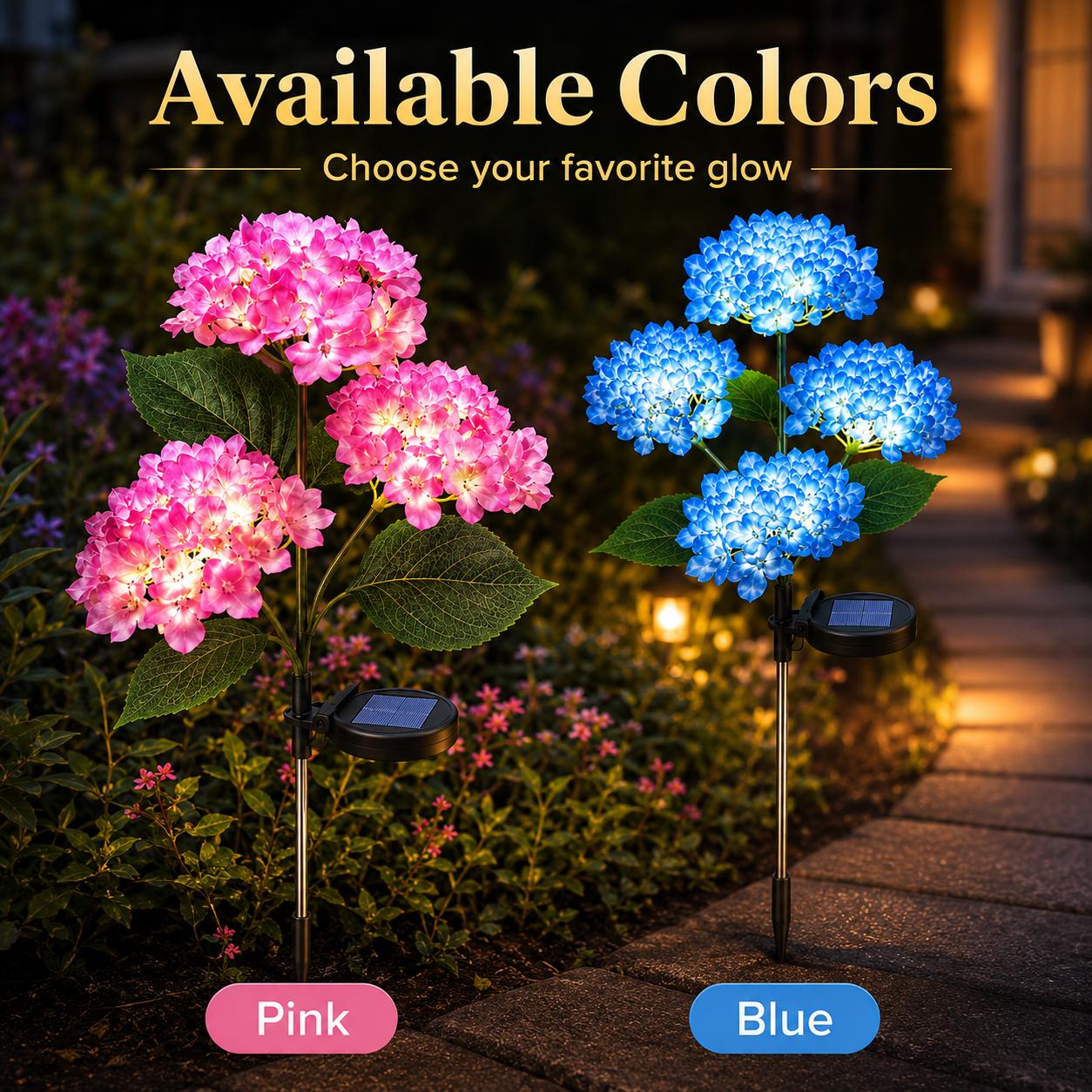 Solar Hydrangea Garden Lights Outdoor, 3-Bloom 18-LED IP65 Waterproof Flower Stake Light for Yard, Patio, Pathway & Lawn Decor, Mother's Day Gift, Outdoor Solar Light