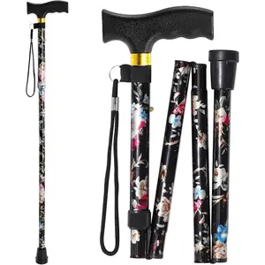 Velvetods Cane for Men/Women |   Mobility & Daily Living Aids |   Height Adjustable Walking Stick |   Comfortable Plastic T-Handle Portable Walking Stick Folding Cane Blue Healthcare Equipment Tool